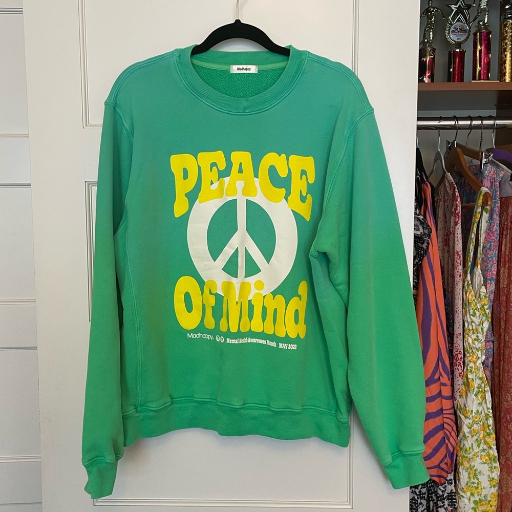 Madhappy peace of mind green crew neck size large
